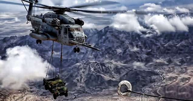 Military Chopper Refuels During Flight as Humvee Swings Precariously ...