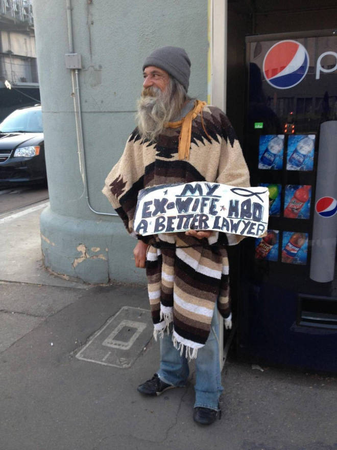 20 Homeless People Who At Least Still Have These Funny Signs - Barnorama