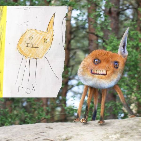This Dad Recreates His Kids' Drawings in Photoshop And It’s Half